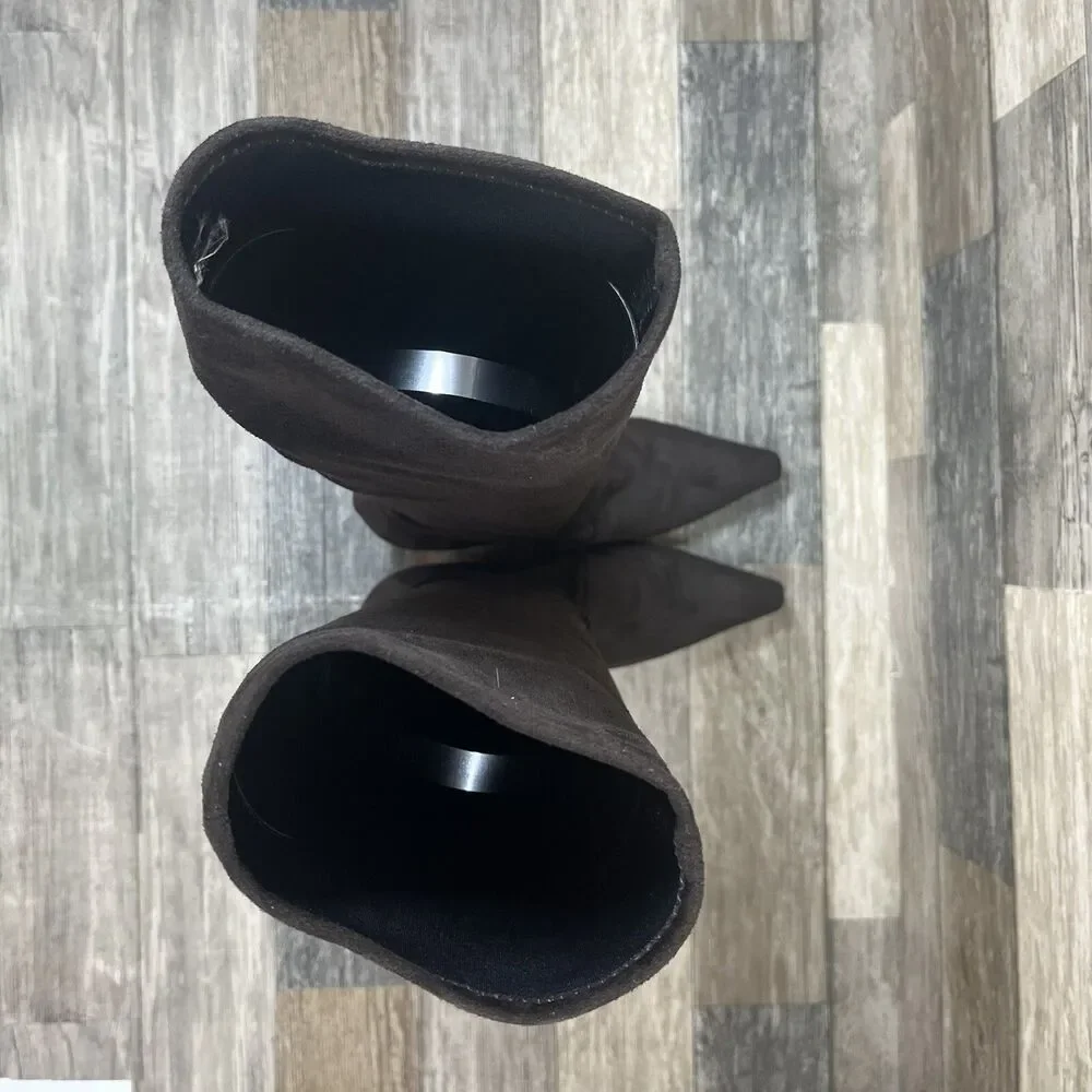 Casadei Boots 7.5 Brown Suede Vero Cuoio Knee High Heel Made in Italy